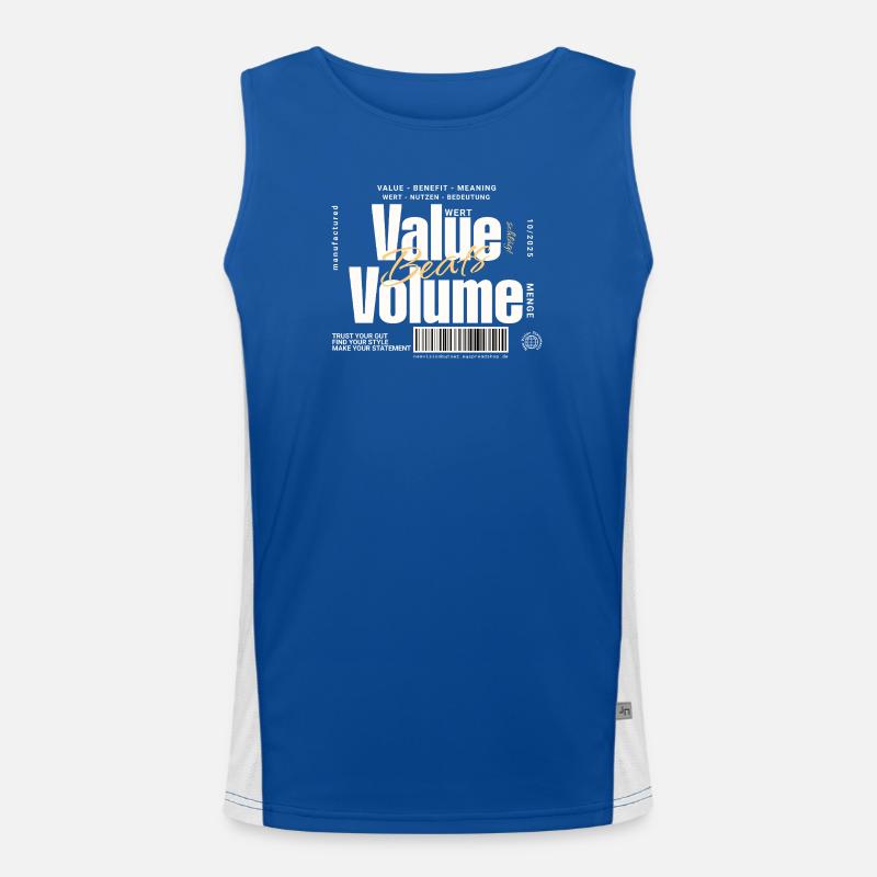 Valeur l’emporte sur le volume – Design de déclaration (foncé) Débardeur respirant contrasté Homme 