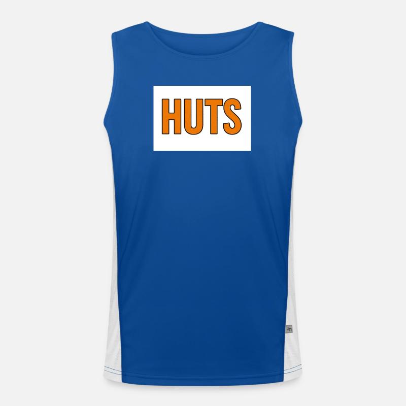 Huts Bold Orange Typography Men's Functional Contrast Tank Top 