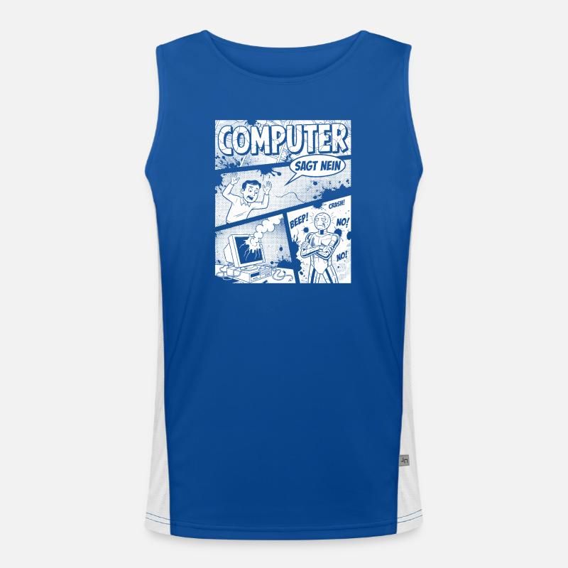 Retro Computer Comic Sagt Nein Funktionelles Kontrast-Tank Top für Männer 