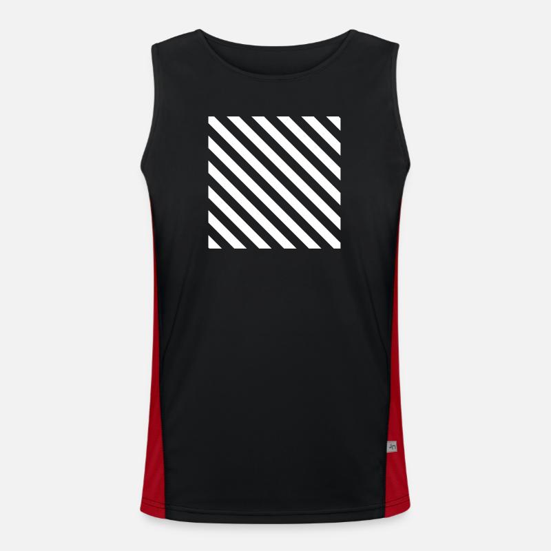 Diagonal Stripe Mono Pattern - Men's Functional Contrast Tank Top  - black/red