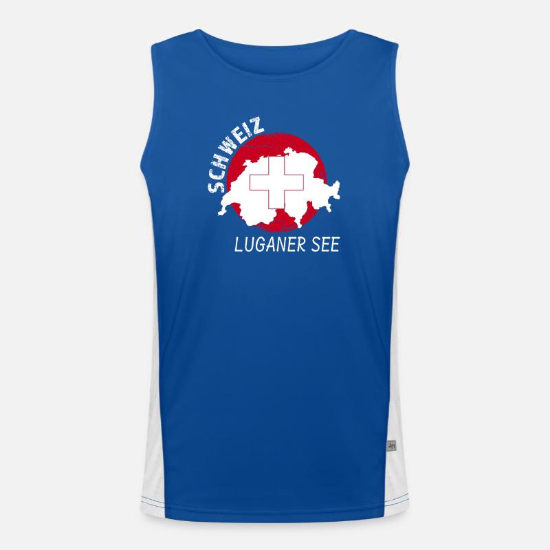 Luganer See Funktionelles Kontrast-Tank Top für Männer 