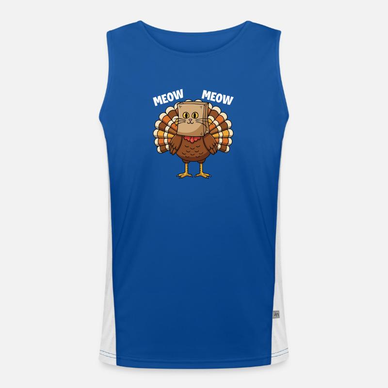 Turkey Cat Thanksgiving Fall Harvest Men's Functional Contrast Tank Top 