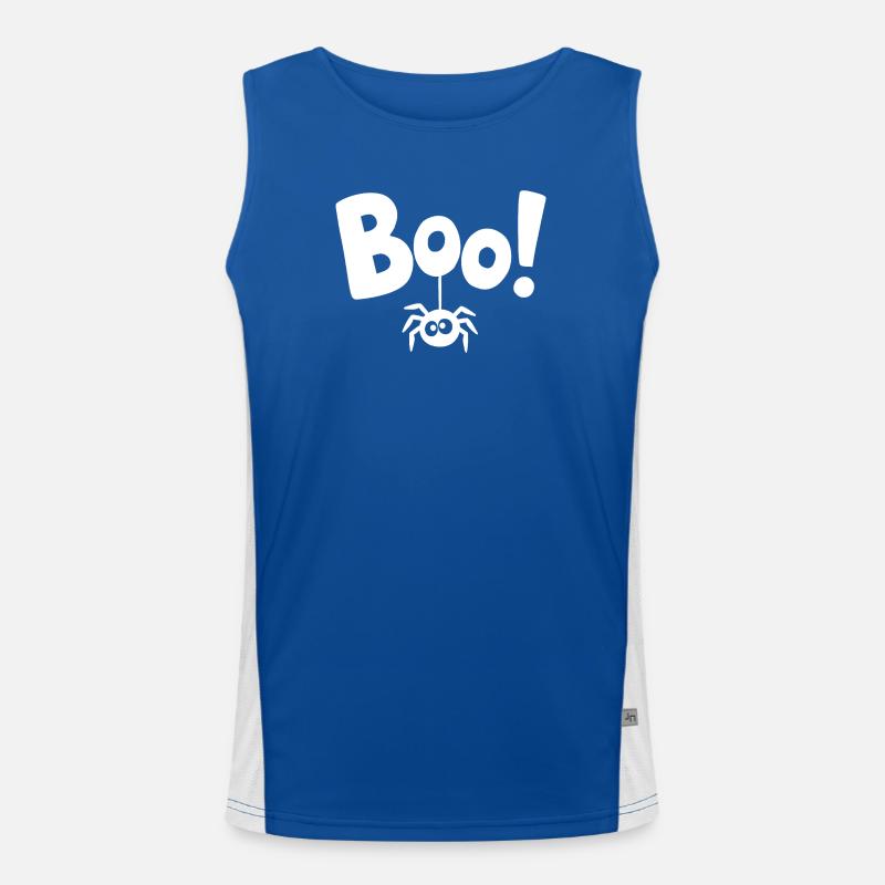 BOO! Lustiges Spinnen-Statement Spruch Funktionelles Kontrast-Tank Top für Männer 