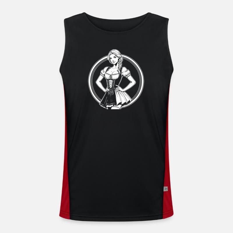 Cool Dirndl Comic Design - Men's Functional Contrast Tank Top  - black/red