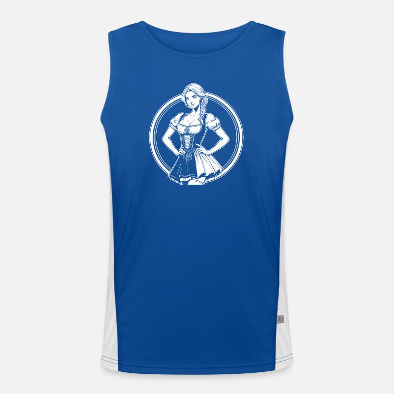 Cooles Dirndl Comic Design Funktionelles Kontrast-Tank Top für Männer 