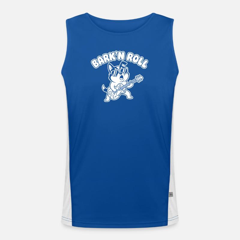 Barkin Roll Dog with Guitar Men's Functional Contrast Tank Top 