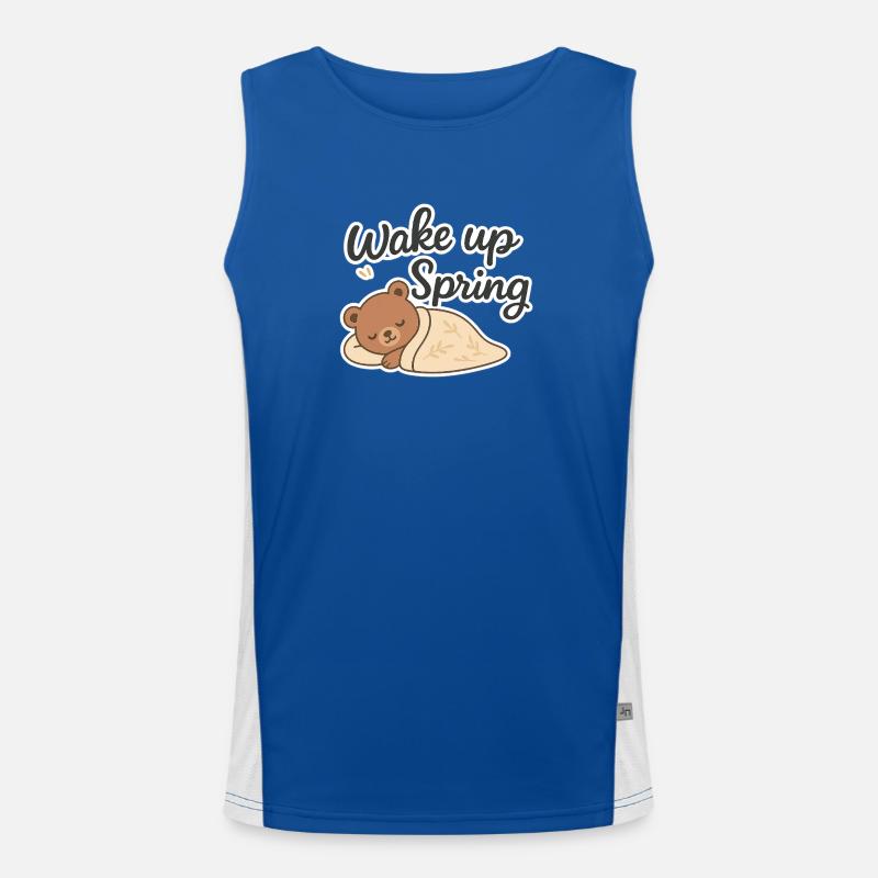 Wake up Spring – Cute Sleeping Bear Design Funktionelles Kontrast-Tank Top für Männer 