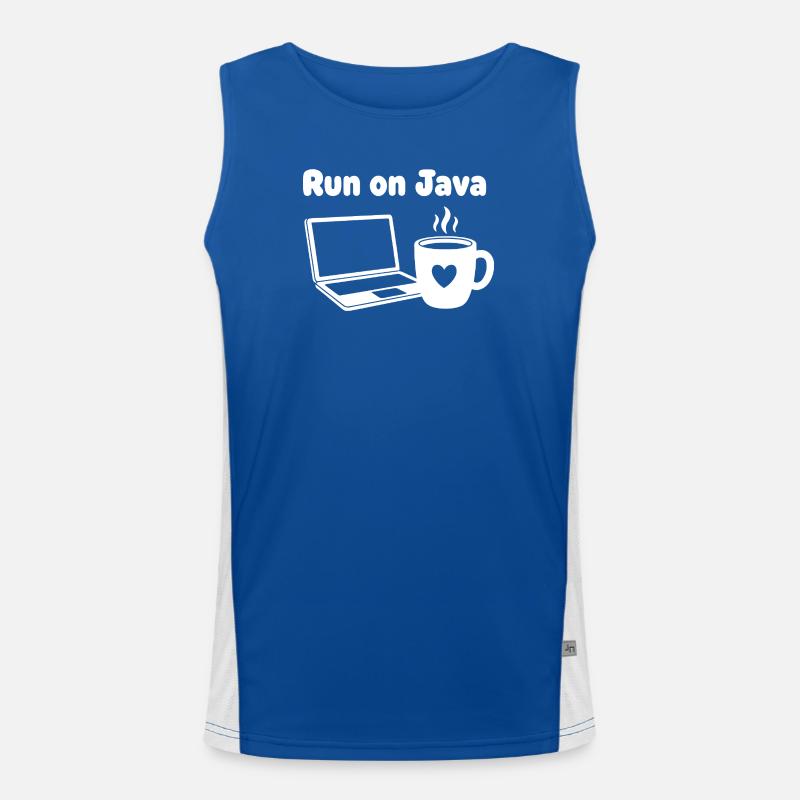 Java Lauf Café Laptop Herz Funktionelles Kontrast-Tank Top für Männer 