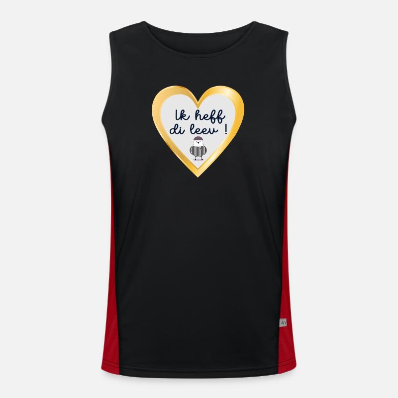 Plattdeutsch Ich liebe dich Funktionelles Kontrast-Tank Top für Männer 