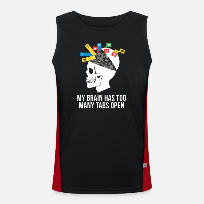 Tabs Open Skull Brain Meme - Men's Functional Contrast Tank Top  - black/red