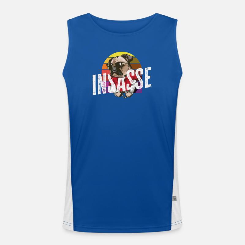 Insasse Retro Mops Lustiger Karneval Helau Funktionelles Kontrast-Tank Top für Männer 