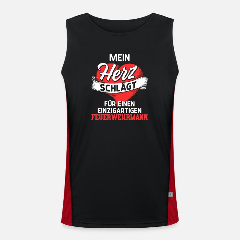 Heart beats for a firefighter - Men's Functional Contrast Tank Top  - black/red
