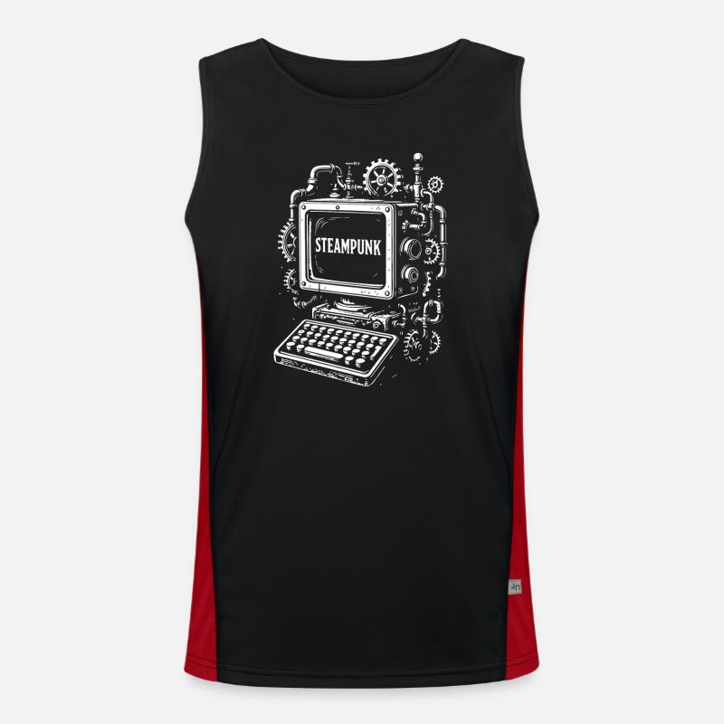 Steampunk Computer Gearwork - Men's Functional Contrast Tank Top  - black/red