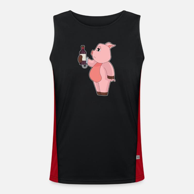 Pork Bottle Red Wine - Men's Functional Contrast Tank Top  - black/red