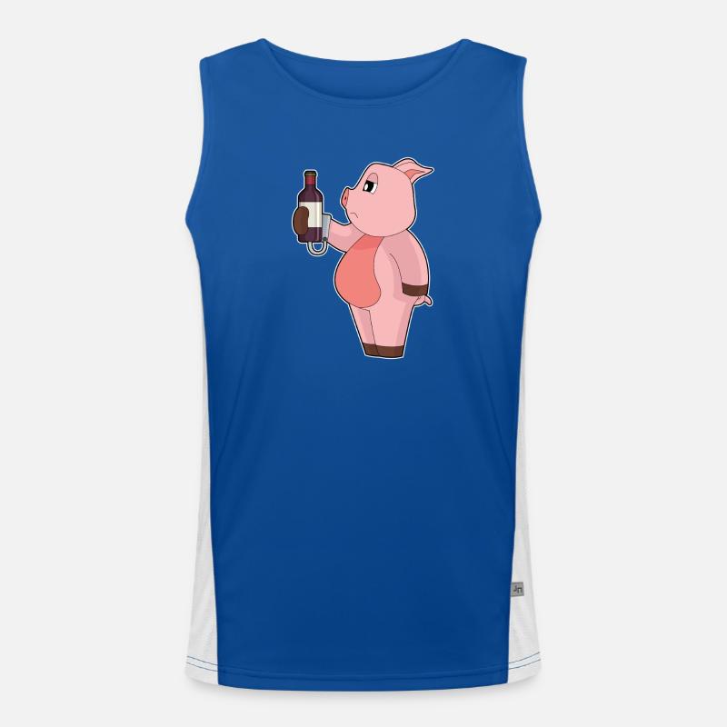 Pork Bottle Red Wine Men's Functional Contrast Tank Top 