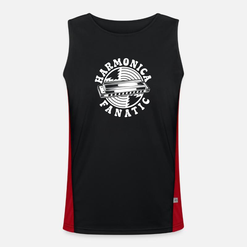 Harmonica Musican Fanatic Harmonica - Men's Functional Contrast Tank Top  - black/red