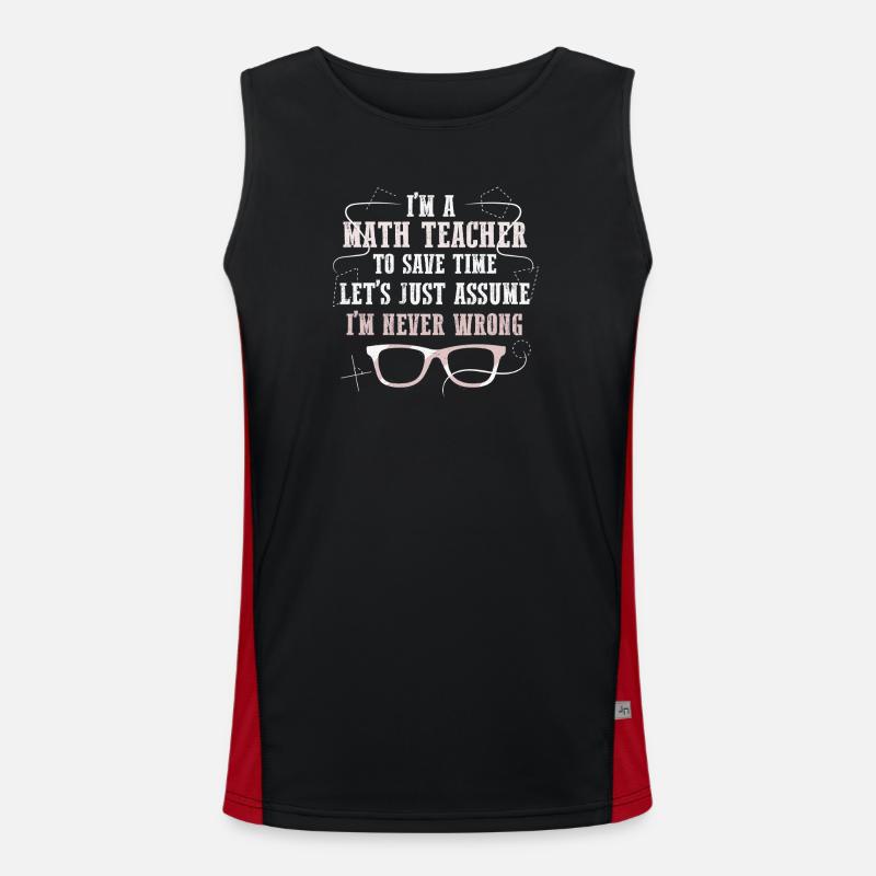 Math Teacher Geometry School Mathematics - Men's Functional Contrast Tank Top  - black/red