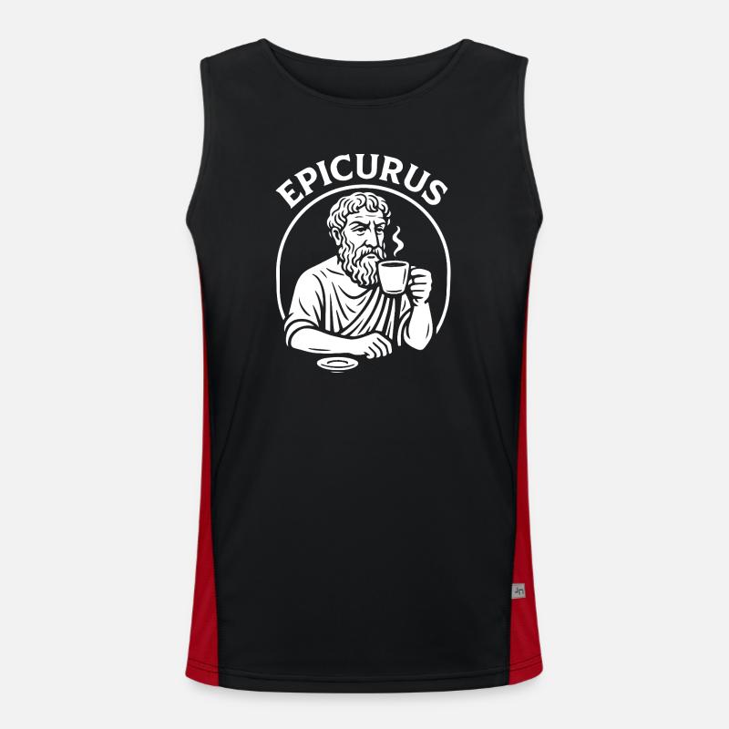 Epicurus Coffee Cup Philosophy Tee - Men's Functional Contrast Tank Top  - black/red