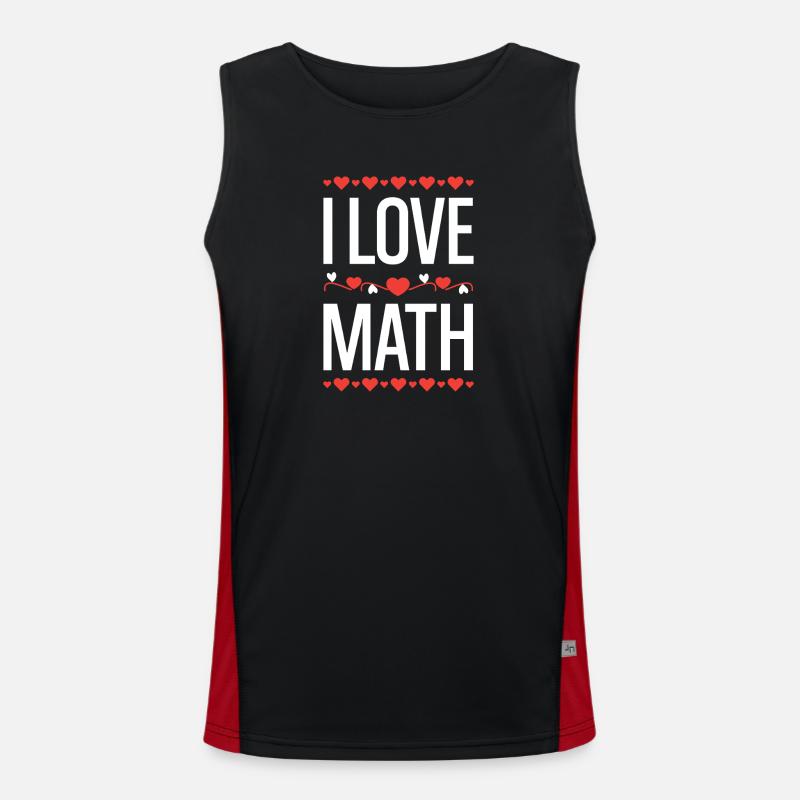 I Love Math Design - Men's Functional Contrast Tank Top  - black/red