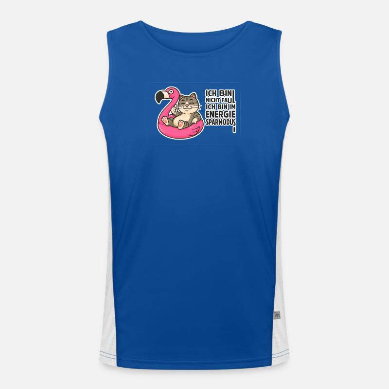 Cat on Flamingo: Power Saving Mode Men's Functional Contrast Tank Top 