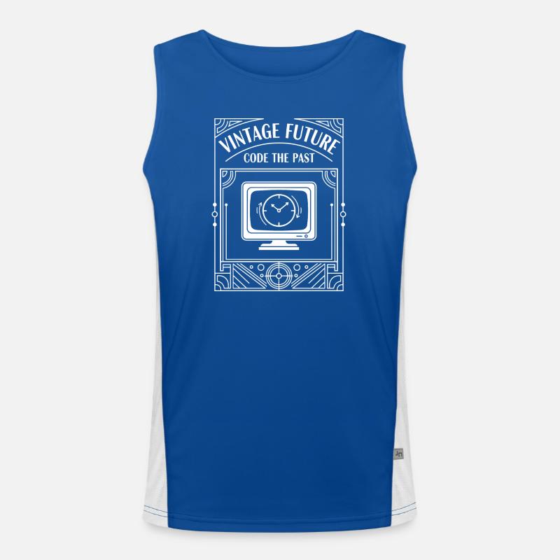 Vintage Future – Code the Past Funktionelles Kontrast-Tank Top für Männer 