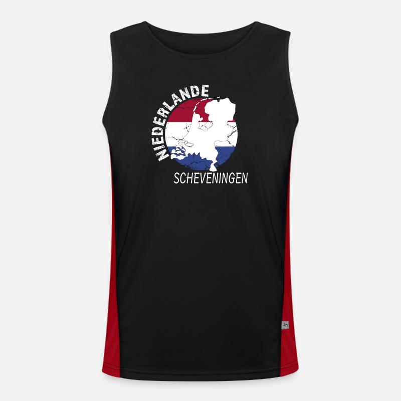 Scheveningen - Men's Functional Contrast Tank Top  - black/red