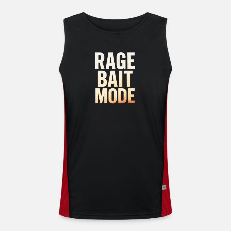 Rage Bait Mode, Funny Saying  - Men's Functional Contrast Tank Top  - black/red