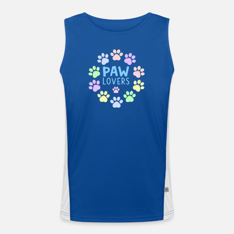 PAW LOVERS Blue Pastel Paws Men's Functional Contrast Tank Top 
