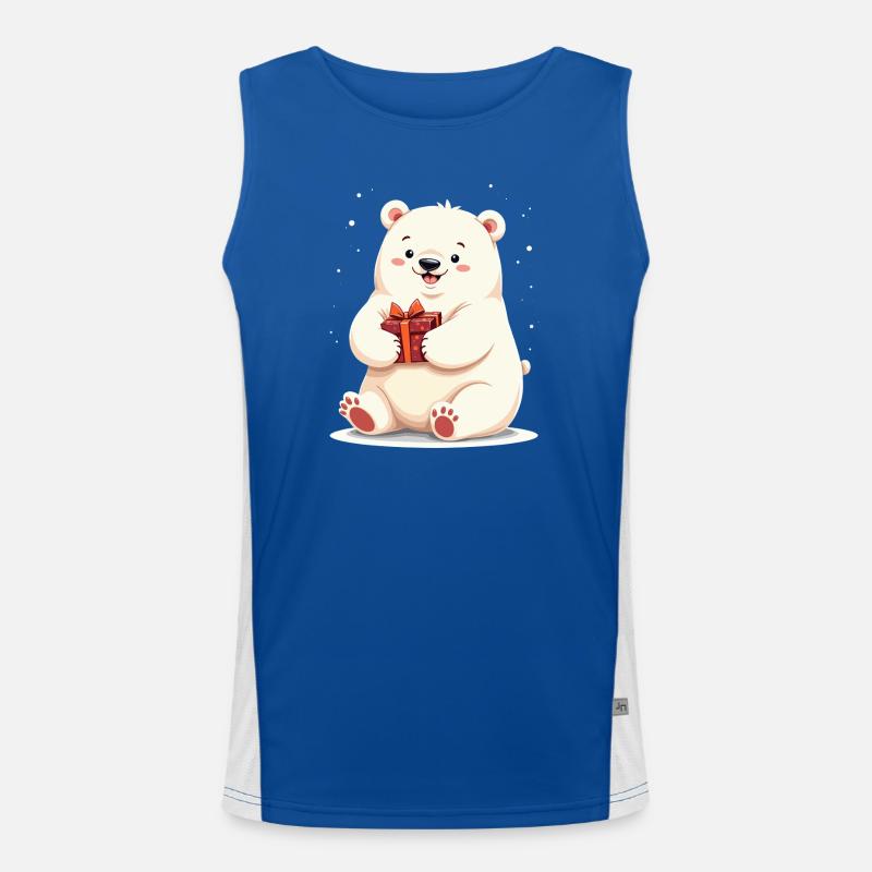 Niedlicher Eisbär mit Geschenkillustration Funktionelles Kontrast-Tank Top für Männer 