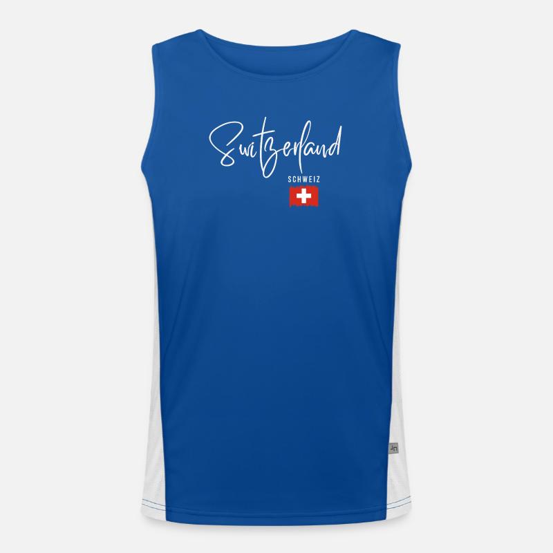 Schweizer Wurzeln, ich liebe die Schweiz Funktionelles Kontrast-Tank Top für Männer 