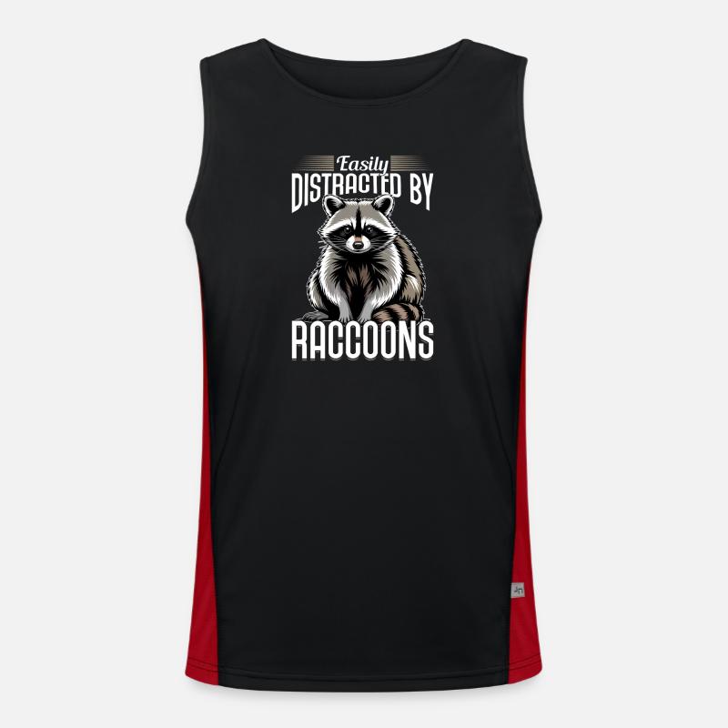 Funny Raccoon - Men's Functional Contrast Tank Top  - black/red