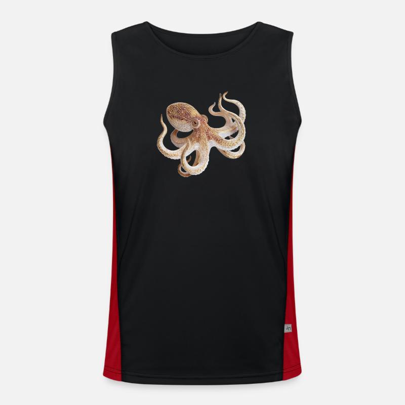 Octopus Net Pattern – Maritime Style - Men's Functional Contrast Tank Top  - black/red