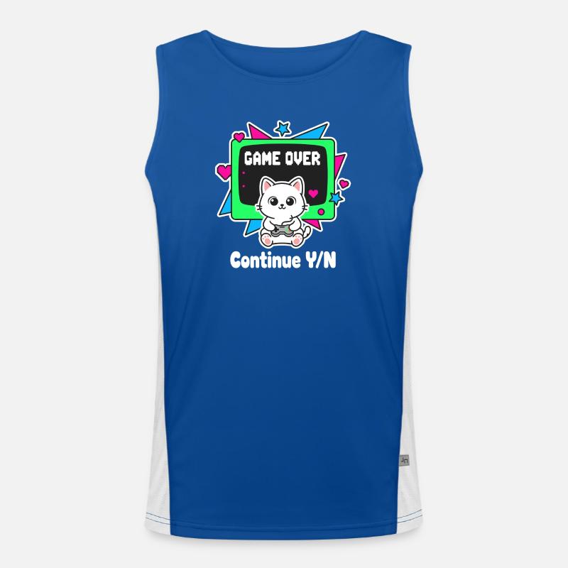 Retro Katzen Controller Game Over Funktionelles Kontrast-Tank Top für Männer 