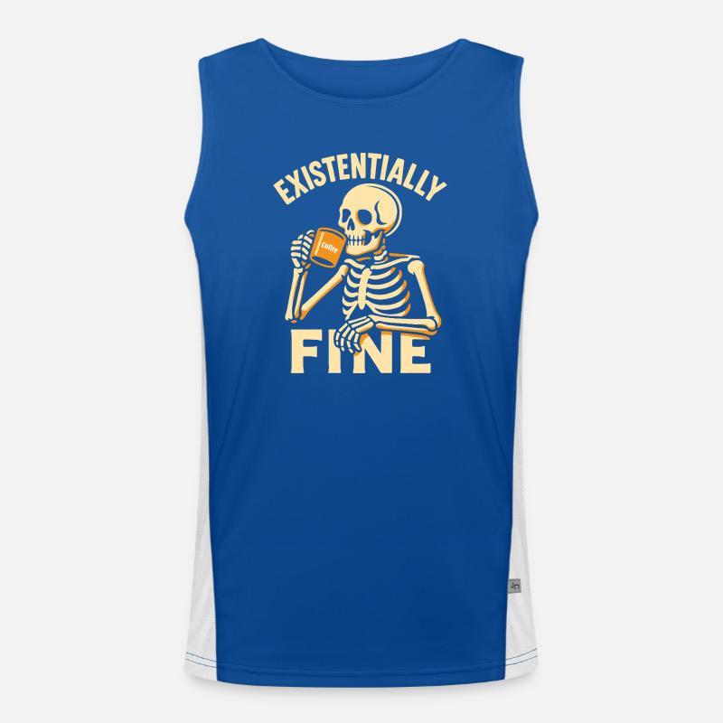 Existentially Fine Funny Coffee Skeleton Shirt Men's Functional Contrast Tank Top 