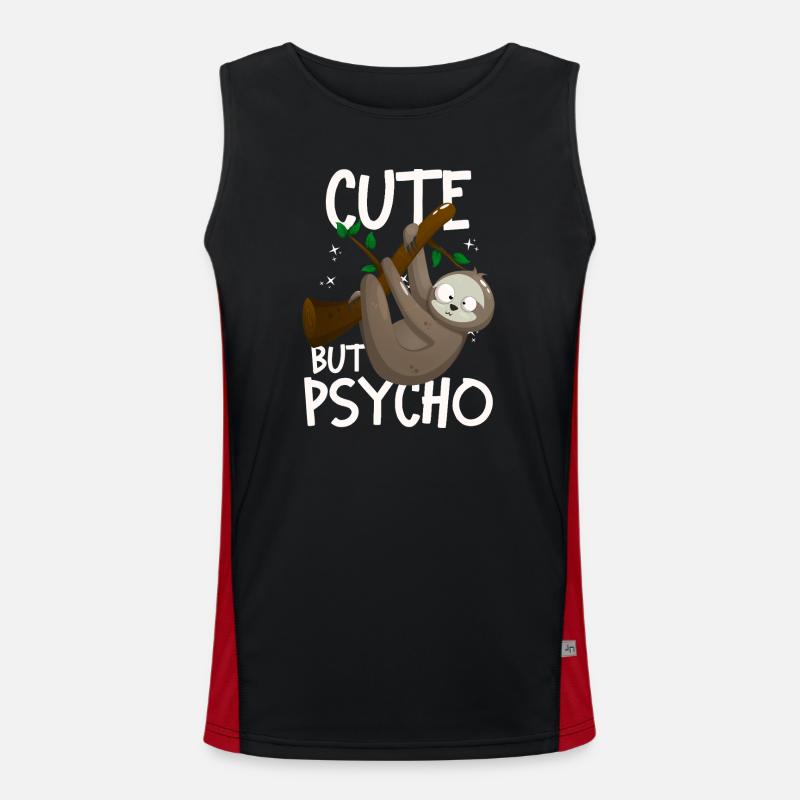 Cute But Psycho Crazy Sloth - Men's Functional Contrast Tank Top  - black/red