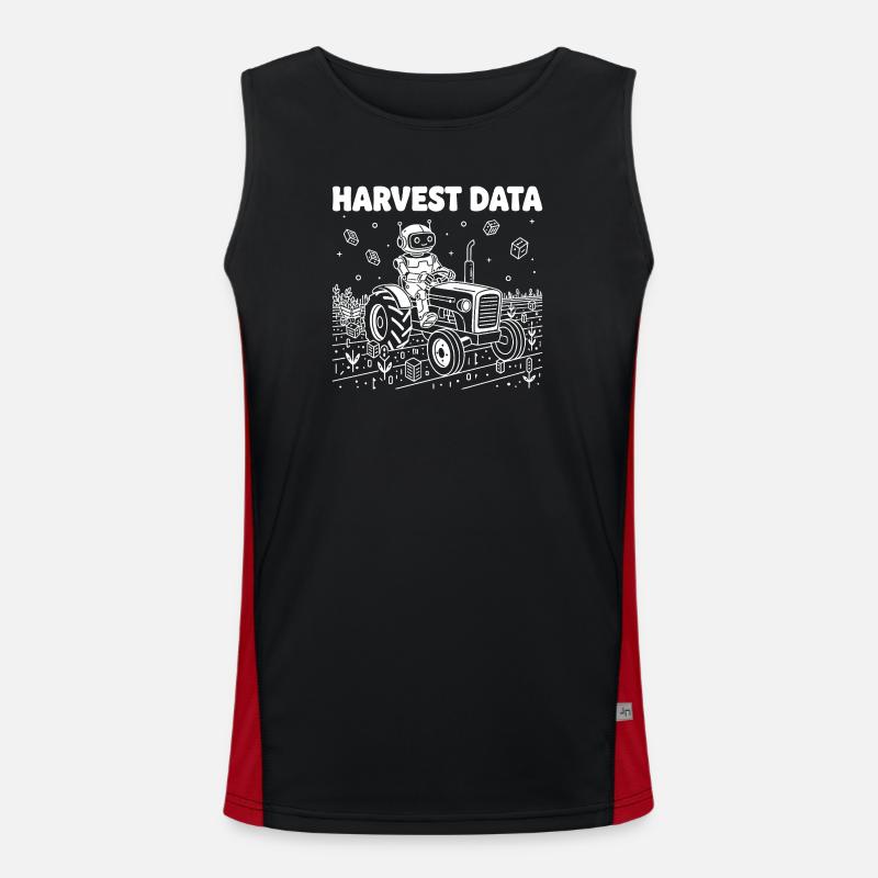 Harvest Data robot on tractor - Men's Functional Contrast Tank Top - black/red