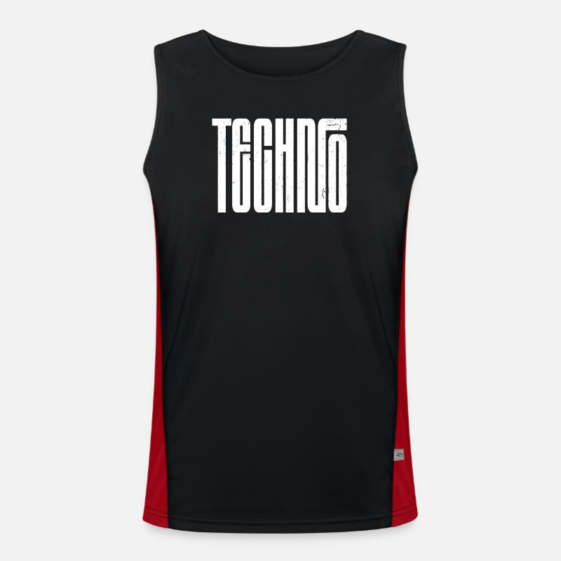 Techno Bold Retro Typography - Men's Functional Contrast Tank Top - black/red