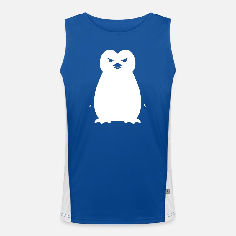 Pinguin Stencil: Boldes Grunge-Statement Funktionelles Kontrast-Tank Top für Männer 