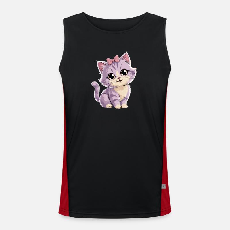 Kitten with bow - customizable - Men's Functional Contrast Tank Top  - black/red