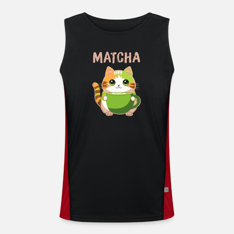 Matcha Cat Men's Functional Contrast Tank Top 