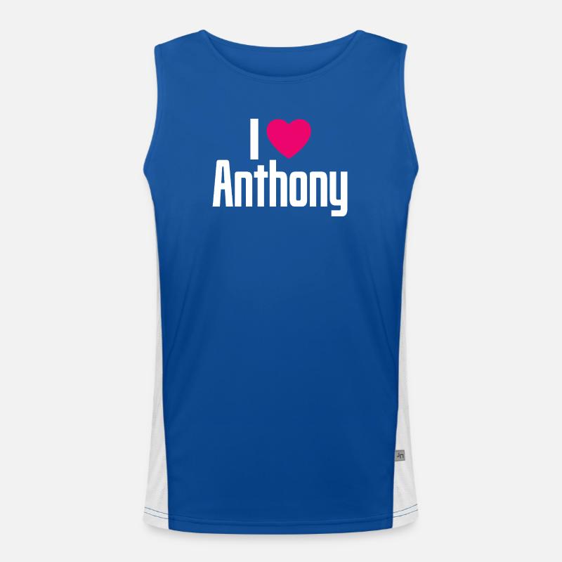 I Love Anthony Pinkes Herz Ich liebe Anthony Funktionelles Kontrast-Tank Top für Männer 