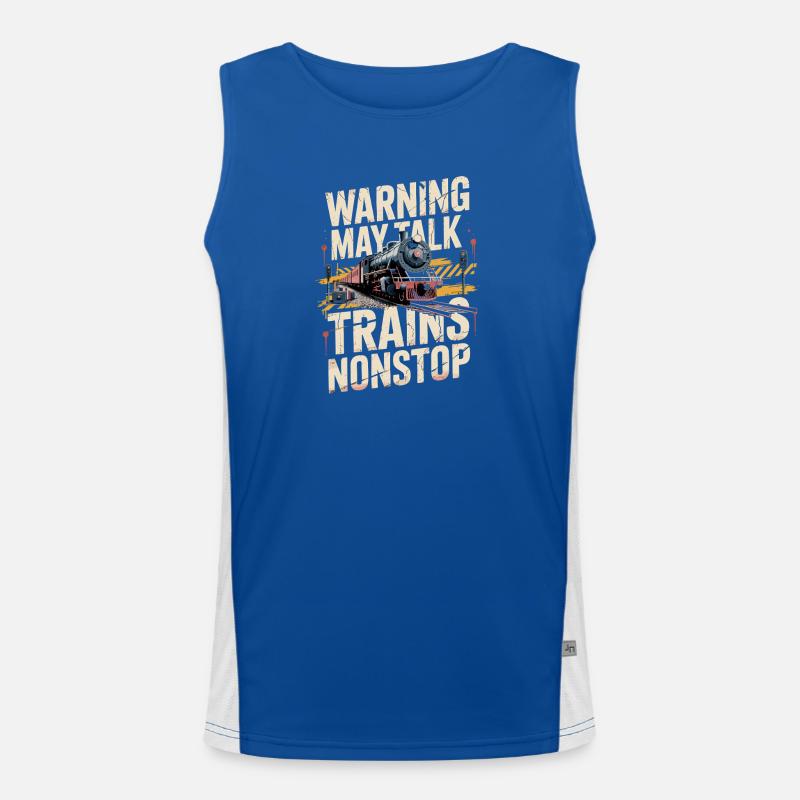 Warning: Could talk about trains incessantly Men's Functional Contrast Tank Top 