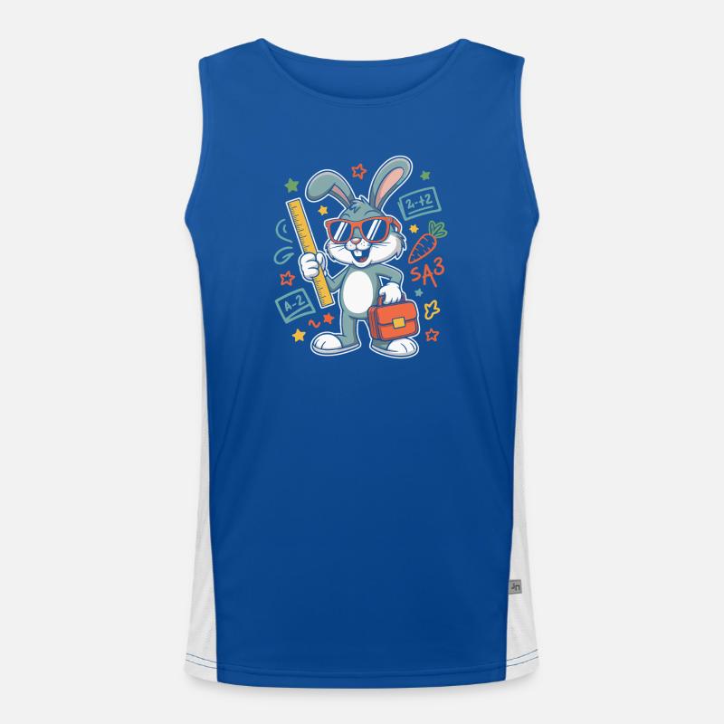 Math Bunny Glasses Suitcase Men's Functional Contrast Tank Top 