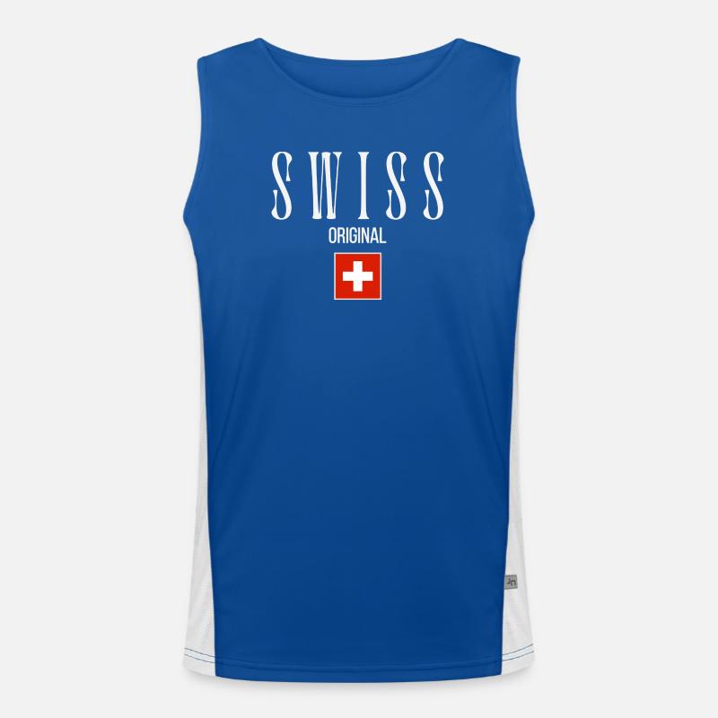 Schweizer Flagge, made in Switzerland Funktionelles Kontrast-Tank Top für Männer 