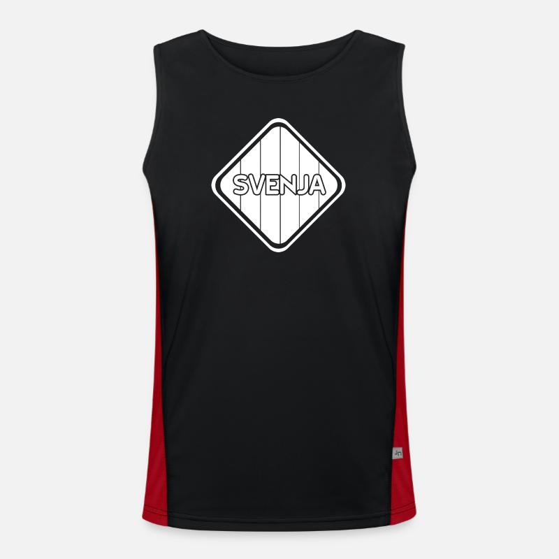 before - Men's Functional Contrast Tank Top  - black/red