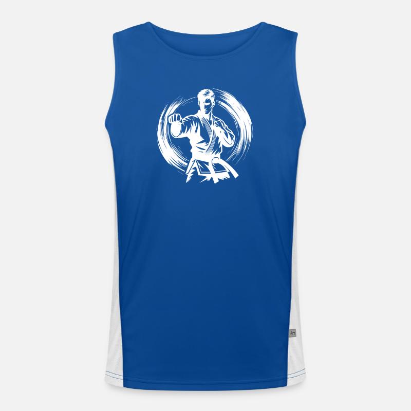 Dynamische Kampfpose Perfekte Karate Silhouette Funktionelles Kontrast-Tank Top für Männer 