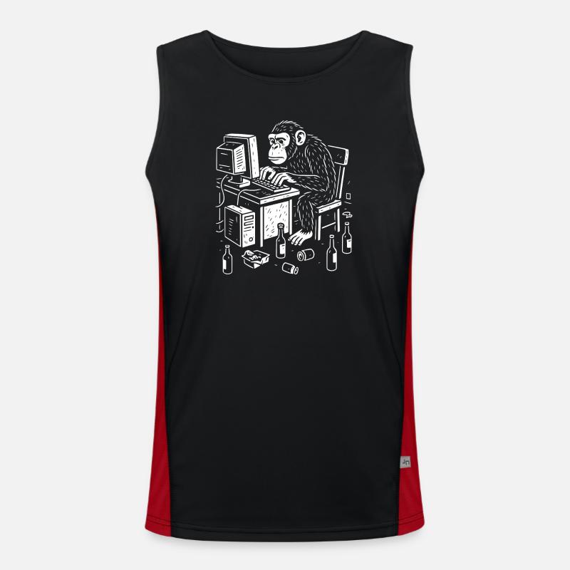 Deskbound Monkey Coder - Men's Functional Contrast Tank Top  - black/red