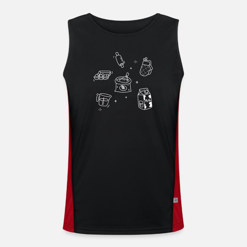 Kitchen Doodles White Lines - Men's Functional Contrast Tank Top - black/red