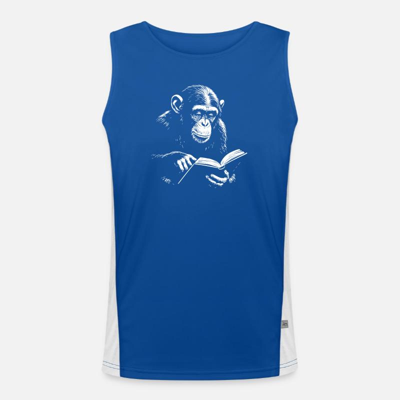 Affen-Illustration lesen Funktionelles Kontrast-Tank Top für Männer 