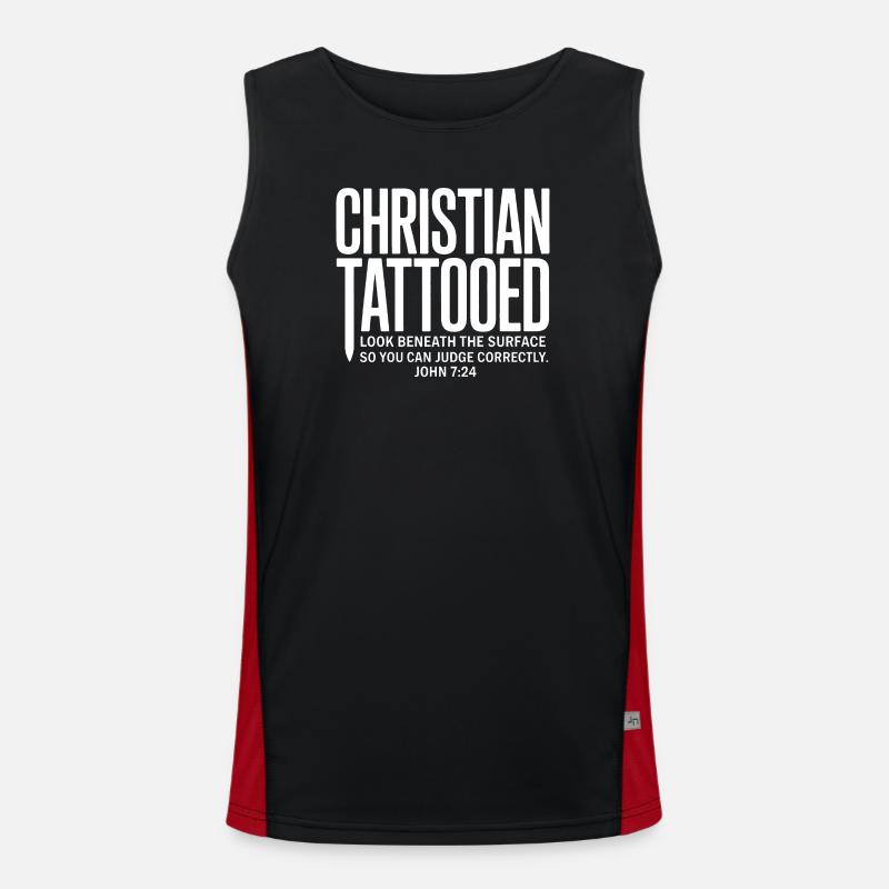 Christian tattoo look under surface - Men's Functional Contrast Tank Top  - black/red